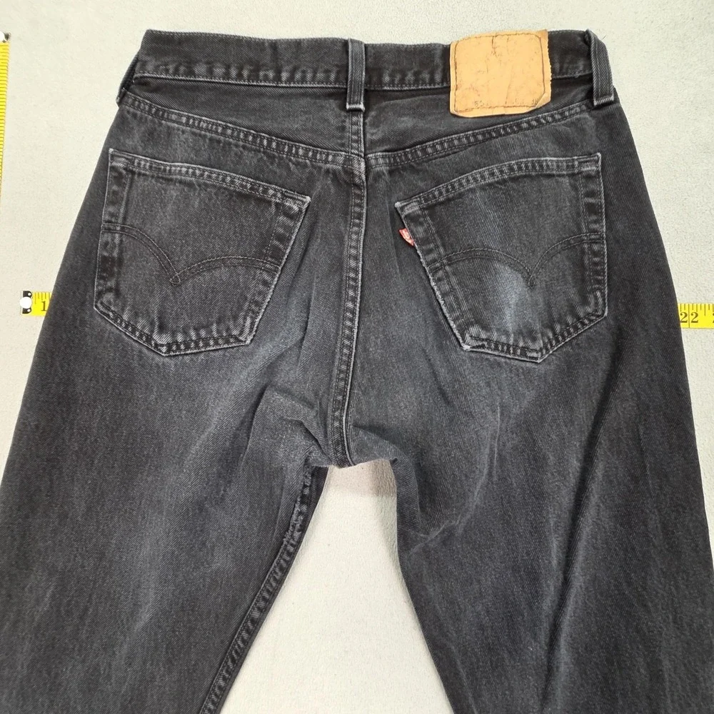 Levis 501 Jeans Mens Dark Gray Black Straight Button Fly Faded Denim Fits‎ 29x29